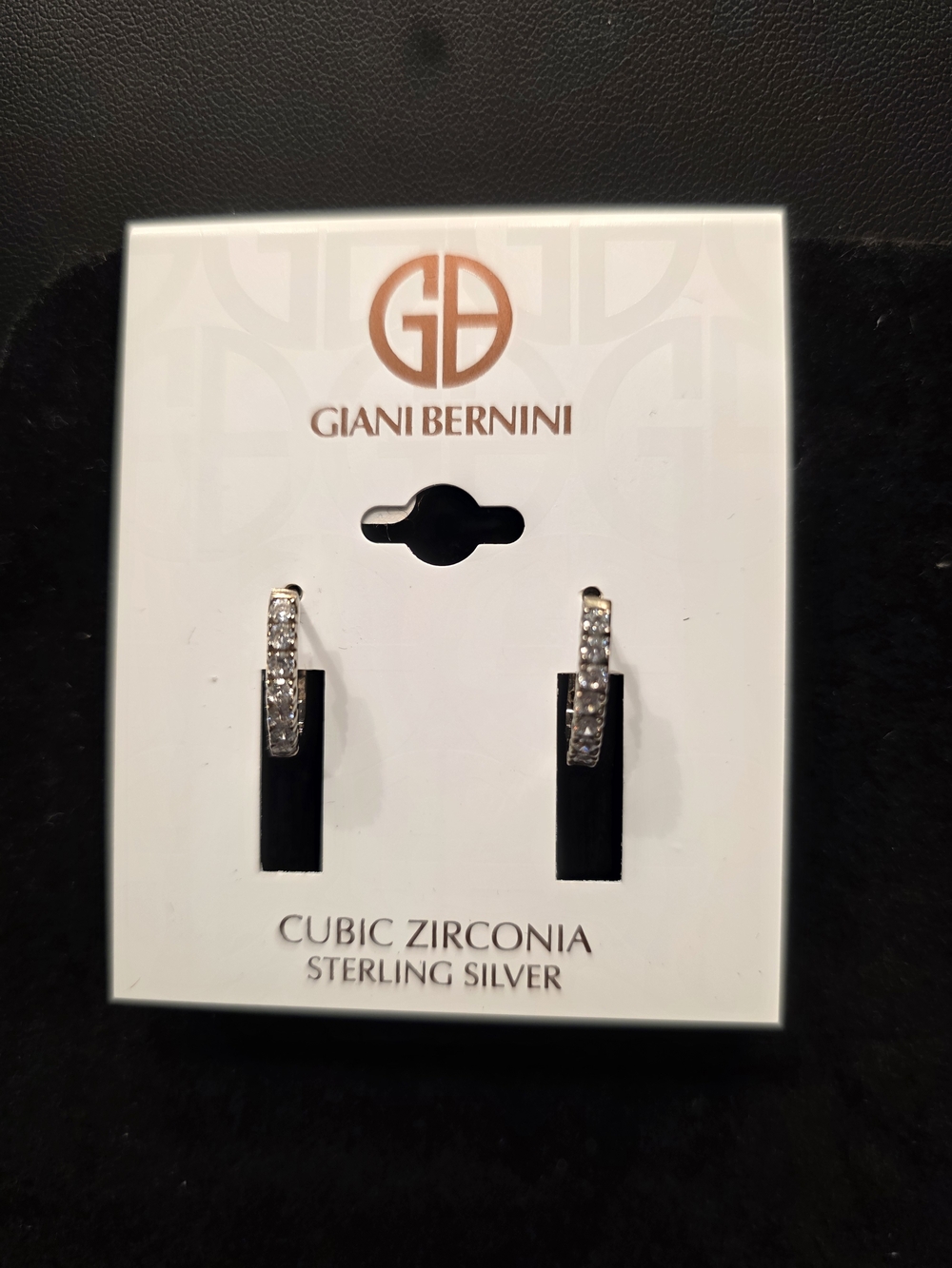 #369 Giani Bernini Silver Cubic Zirconia Pave Huggie Earrings